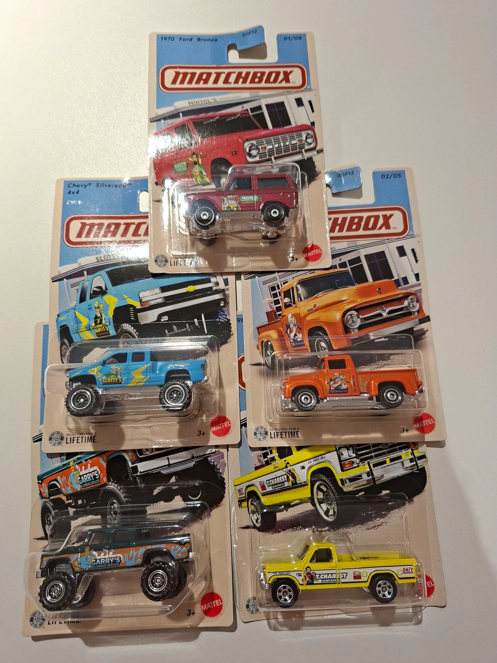 Matchbox Pickups compleet set 5 stuks